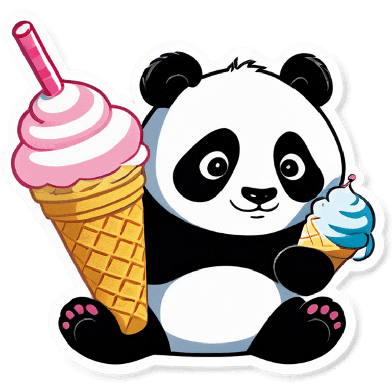 Panda eating ice cream emoji