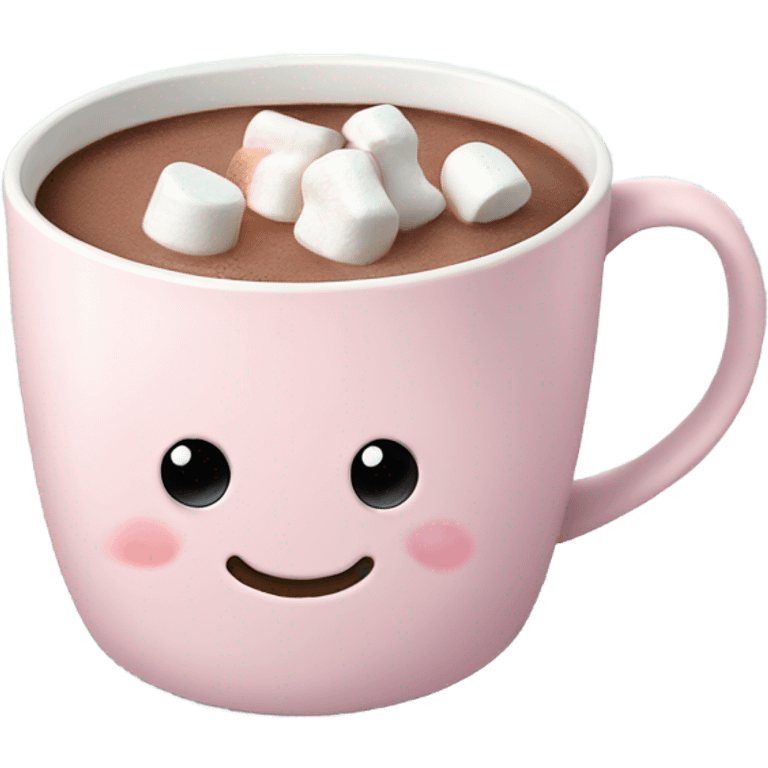 Light Pink mug of hot chocolate with marshmallows  emoji