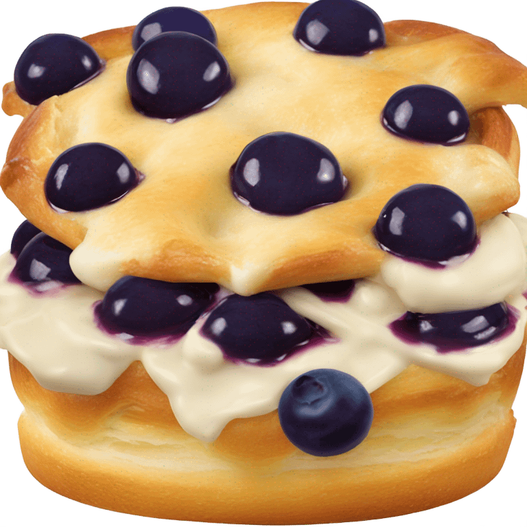 a circle danish with a cream ball on top and blueberry jam on top the cream emoji