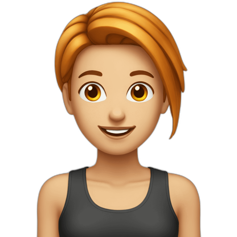 jeune femme cheveux lisse roux souriante emoji