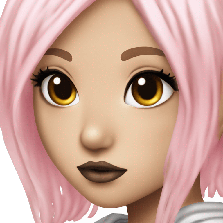 hime gyaru girl, tattoos, blonde and pink hair, dark makeup, white tee emoji