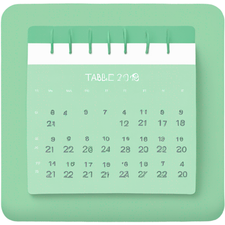 Mint Green table calendar emoji