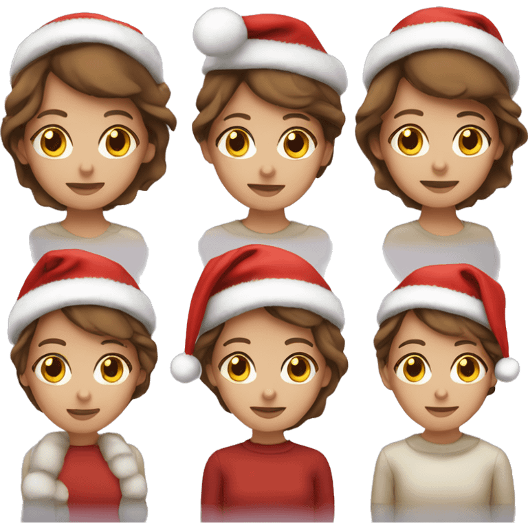 Brown haired girl with christmas hat on emoji