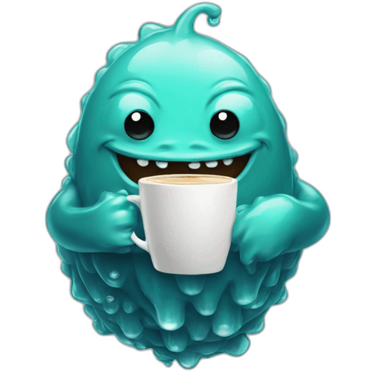 talkative watery creature with a coffee emoji