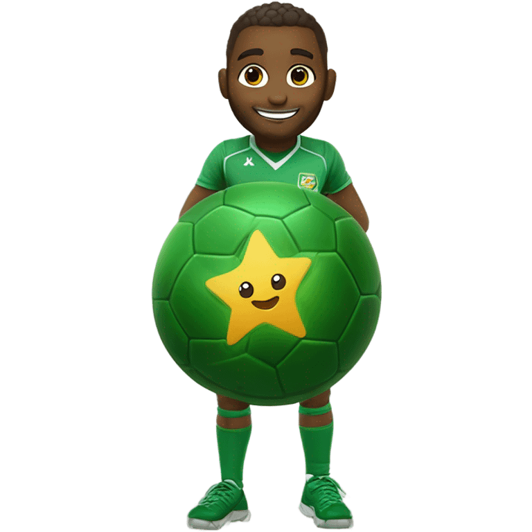 Tartá, a tartaruga verde, Com um uniforme esportivo e uma estrela no peito, carrega bolas e medalhas na mochilinha. Seu sorriso acolhedor une todas as idades. Nos momentos de festa, um salto mágico inspira superação. emoji