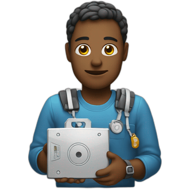 care emoji holding a hard drive  emoji