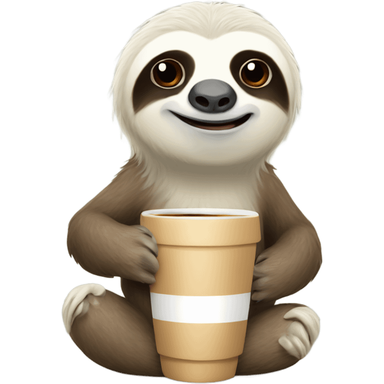 White sloth with cup of espresso emoji