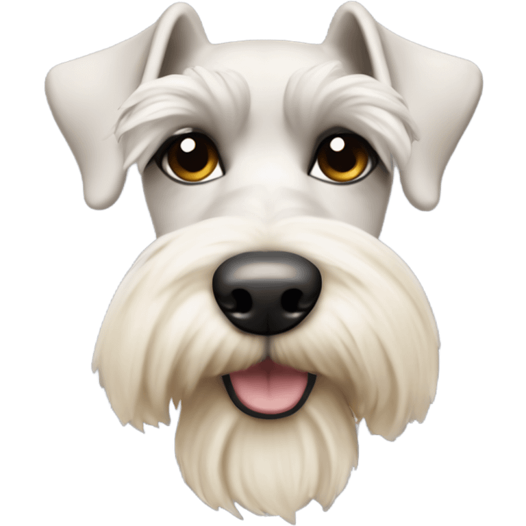 Cream colored miniature schnauzer with powdered sugar on its nose emoji