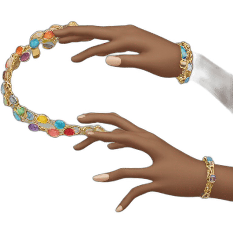 hand with a stack of bracelets emoji