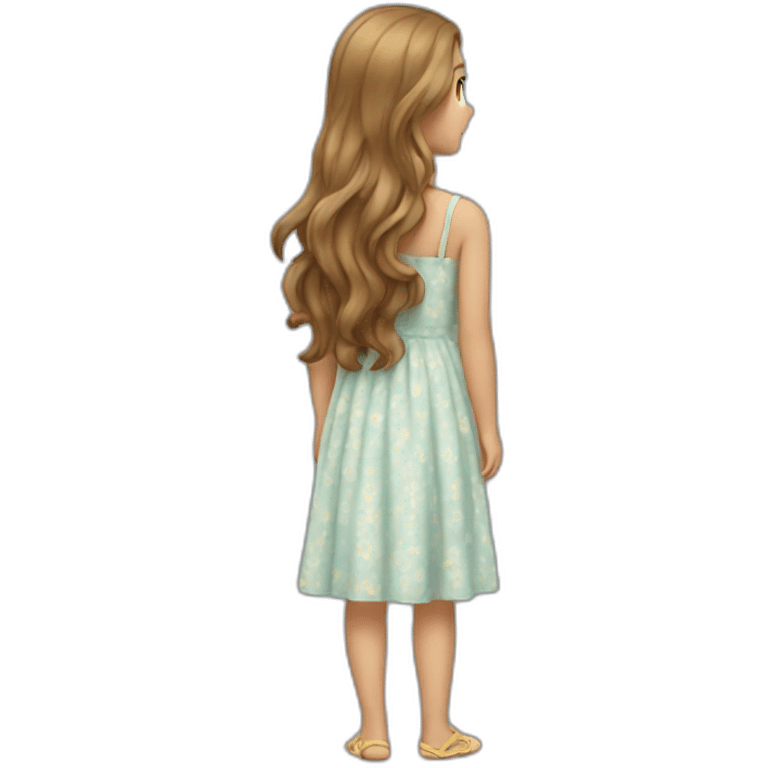 Long haired girl looking back in a sundress emoji