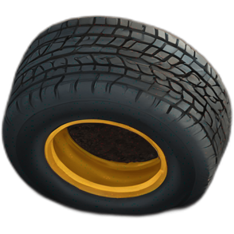 A multicolored tire buried in the ground emoji