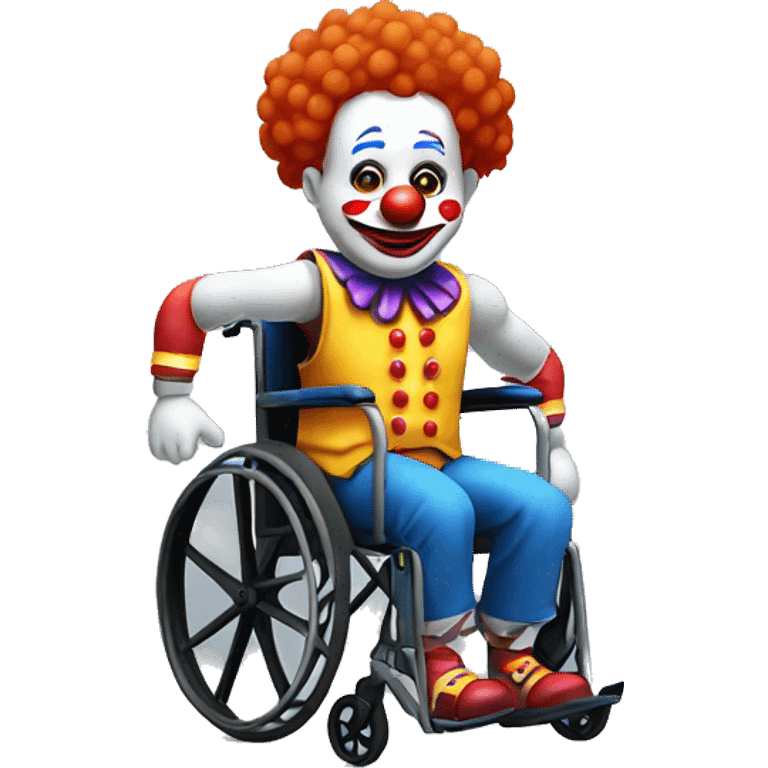 Clown with big arms on a wheelchair with no legs emoji