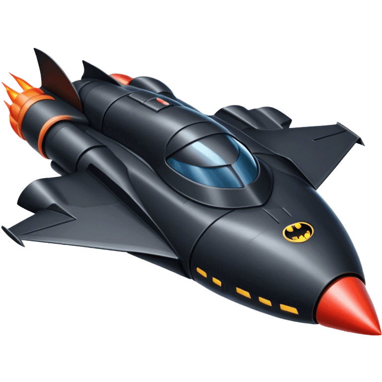 batmobile riding a rocket ship boom! emoji