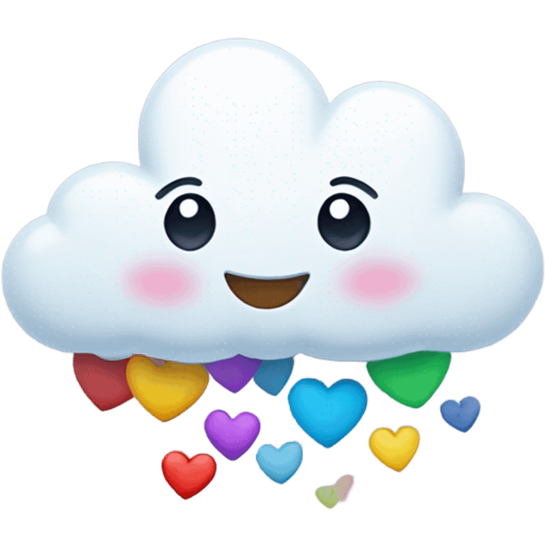 Cute cloud raining down hearts emoji