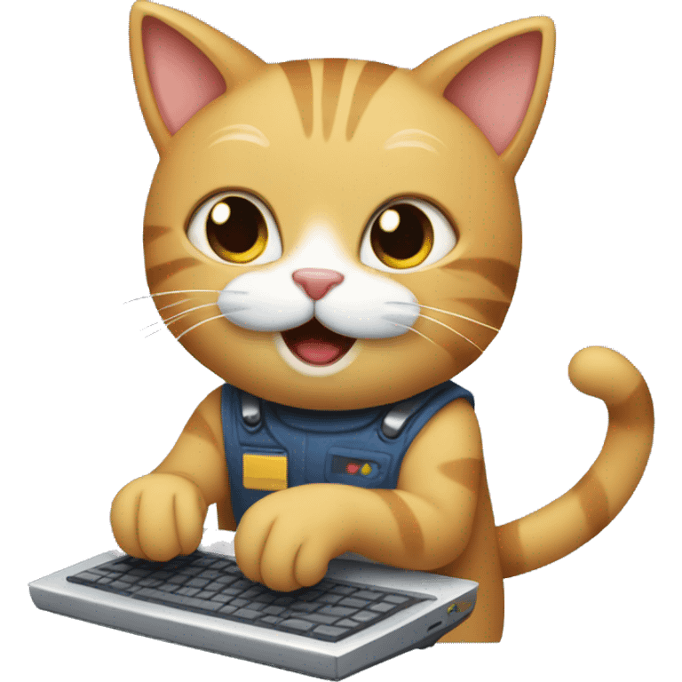 cat playing on a computer emoji