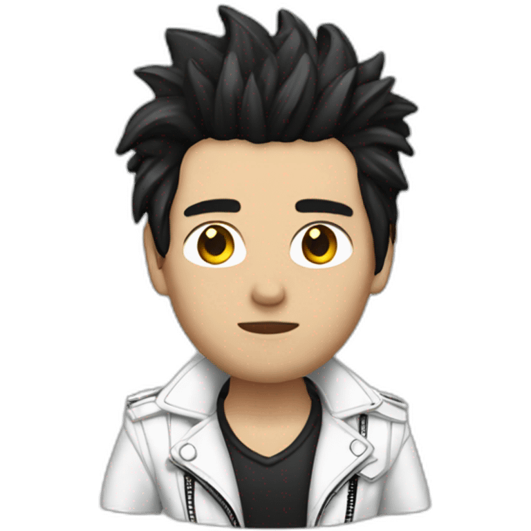 Punk male,dark hair, with white leather jacket emoji