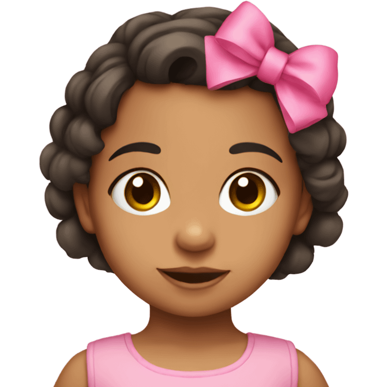 Hispanic toddler girl with pink bow  emoji