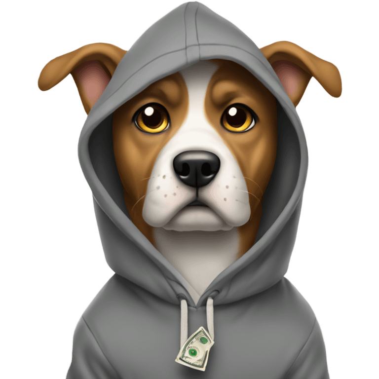 Dog with a hoodie flexing money  emoji