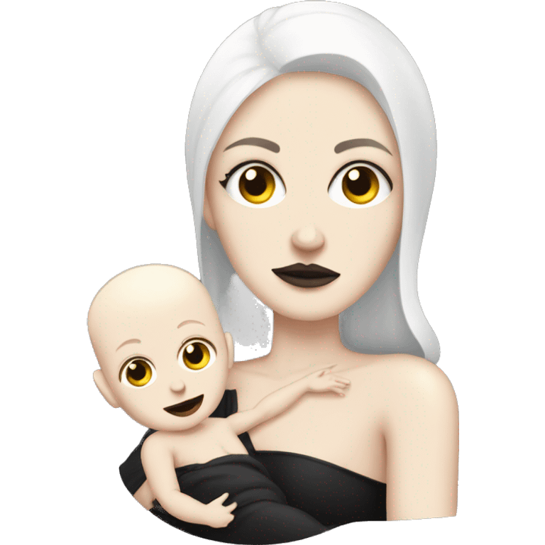 White skinned goth mum and her baby emoji