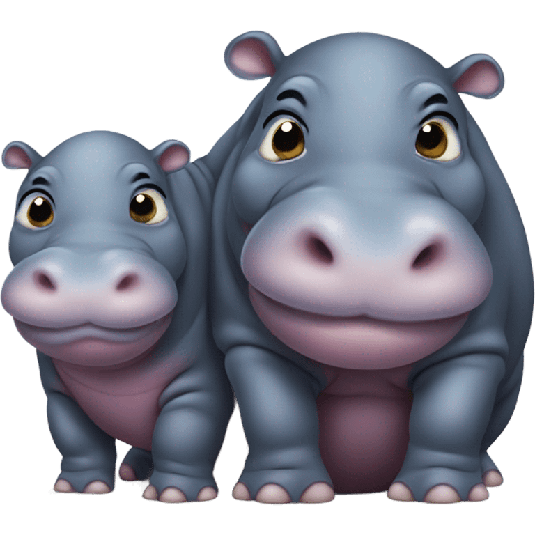 Chonky baby hippo loving her mom emoji