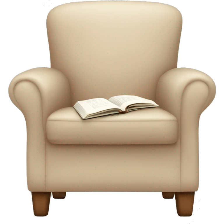 Simple Beige Armchair with blanket and open book on it emoji