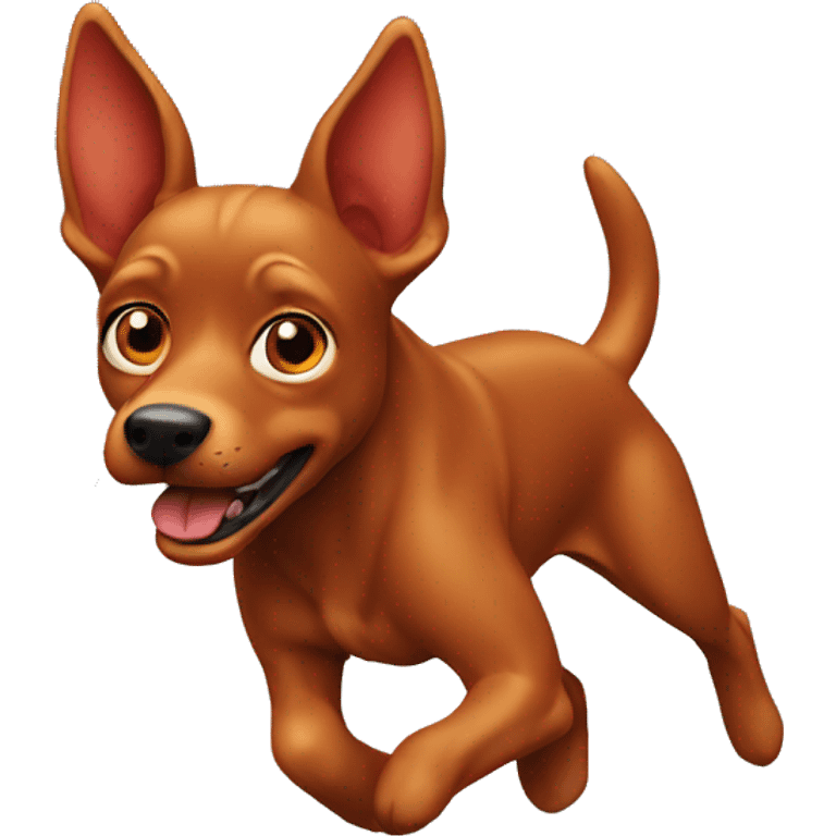 solid red dog with pointed ears running emoji