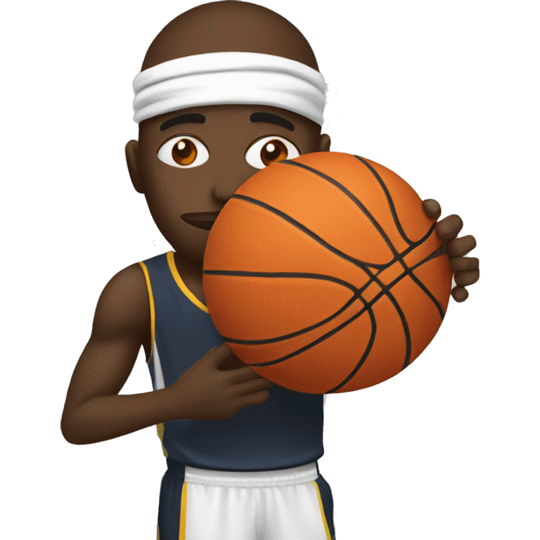 A basketball player covering their eyes while passing the ball to a teammate  emoji