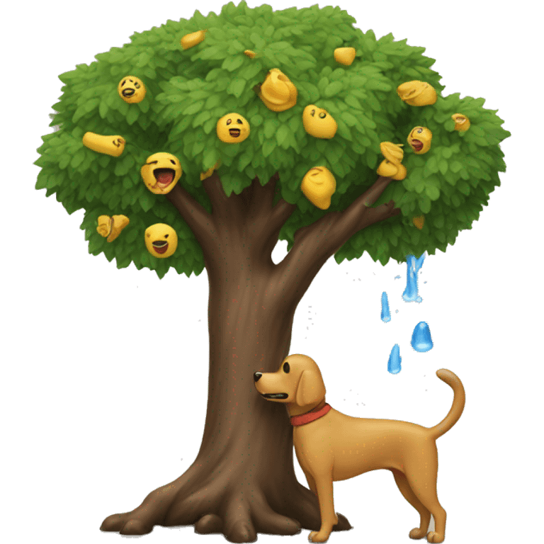 Tree releases sap onto dog.  emoji