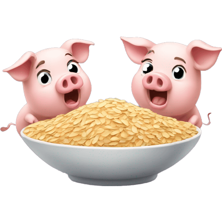 Two pigs fighting over oats  emoji