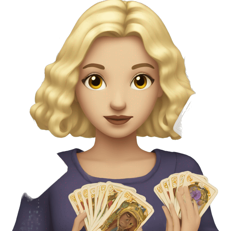 Blonde girl with tarot cards  emoji