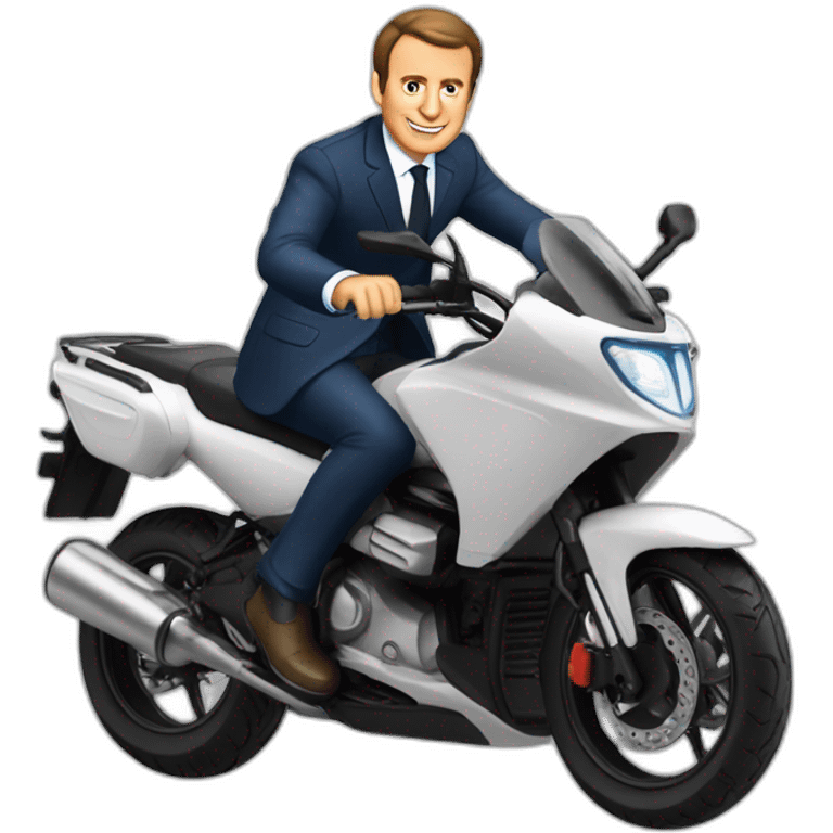 Macron sur une moto emoji