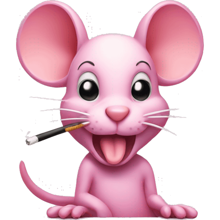 A pink mouse smoking emoji