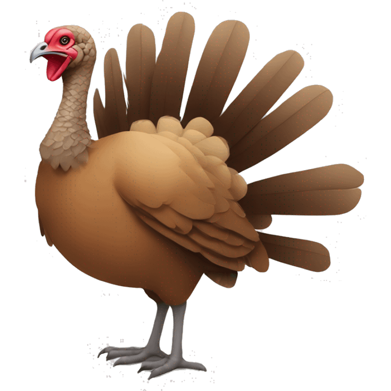 Minimalistic turkey emoji: A simple, stylized turkey with soft brown and tan feathers, sitting on a clean white background. emoji