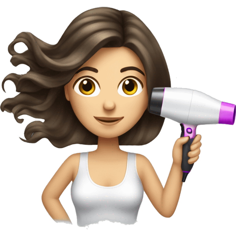 Brunette girl blow drying hair emoji