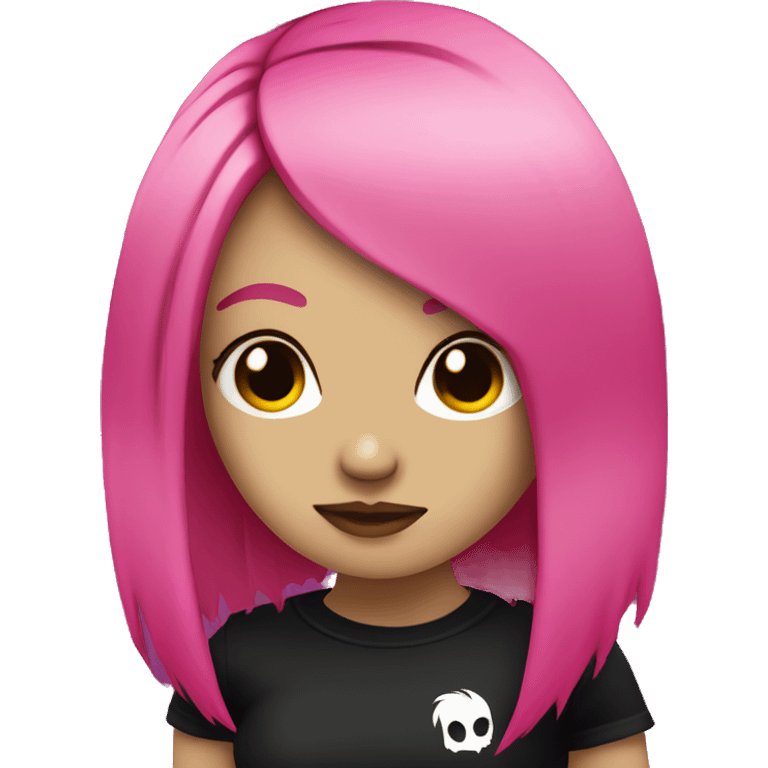 Emo girl with black and hot pink shoulder length hair emoji