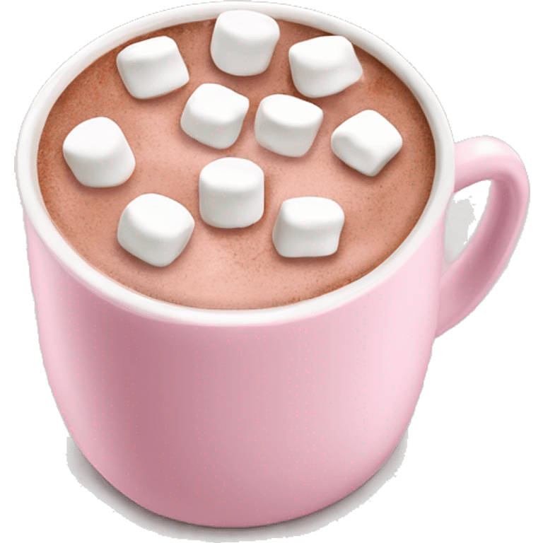 Light Pink mug of hot chocolate with marshmallows  emoji