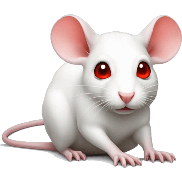 White rat with red eyes laying emoji