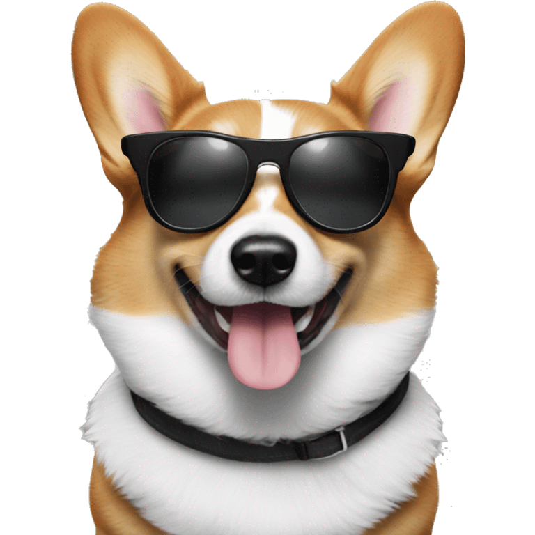 Black and white corgi with sunglasses on emoji