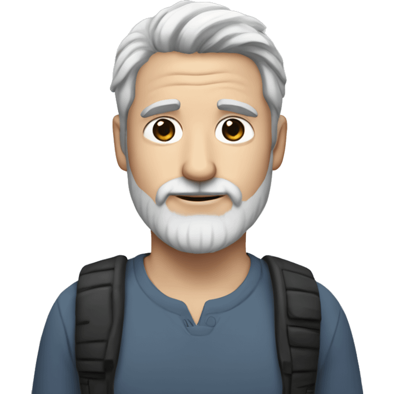 a 40 year old white man, with beard and grey hair, with a panda in his arms emoji