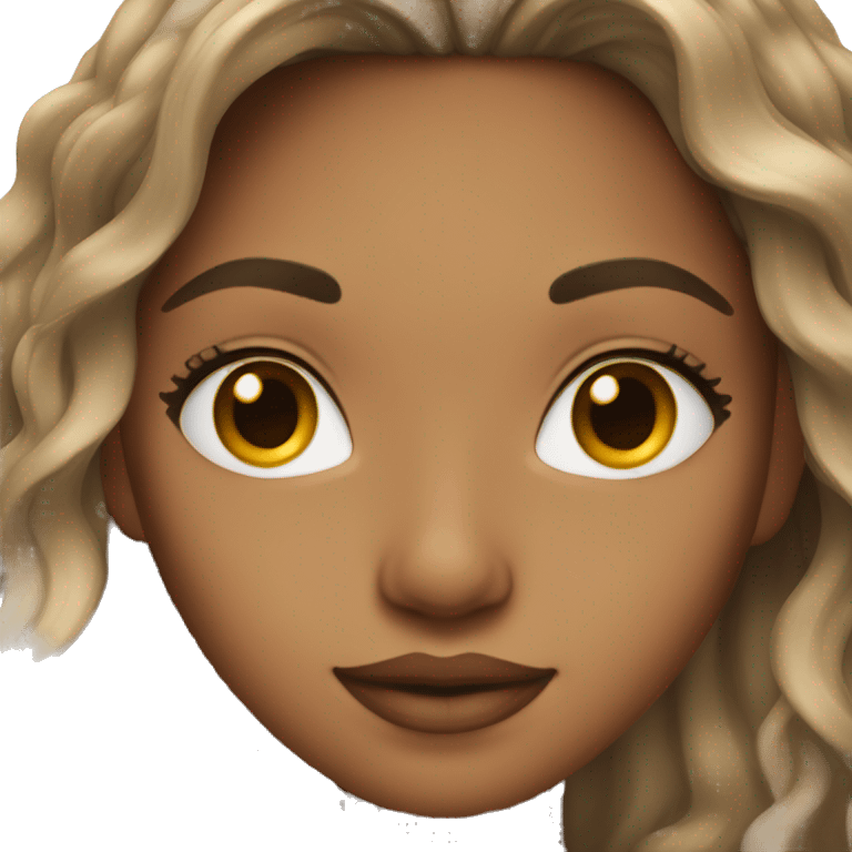 Mixed girl with long balayage hair emoji