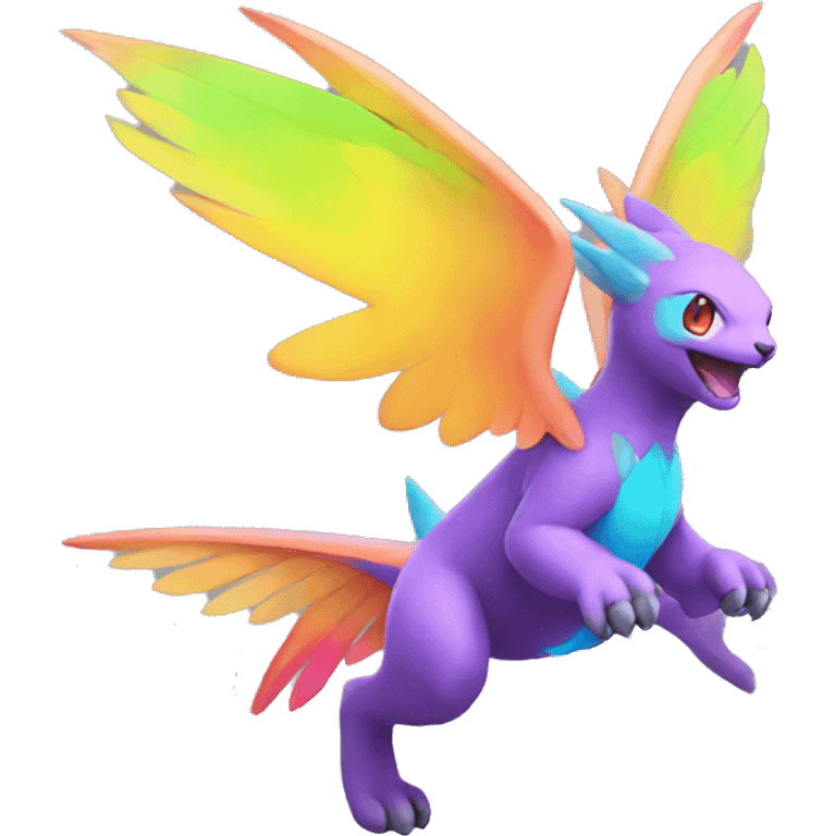 Colorful Neon Colors Vibrant Colors Flying Fakémon-Pokémon-Creature Full Body emoji