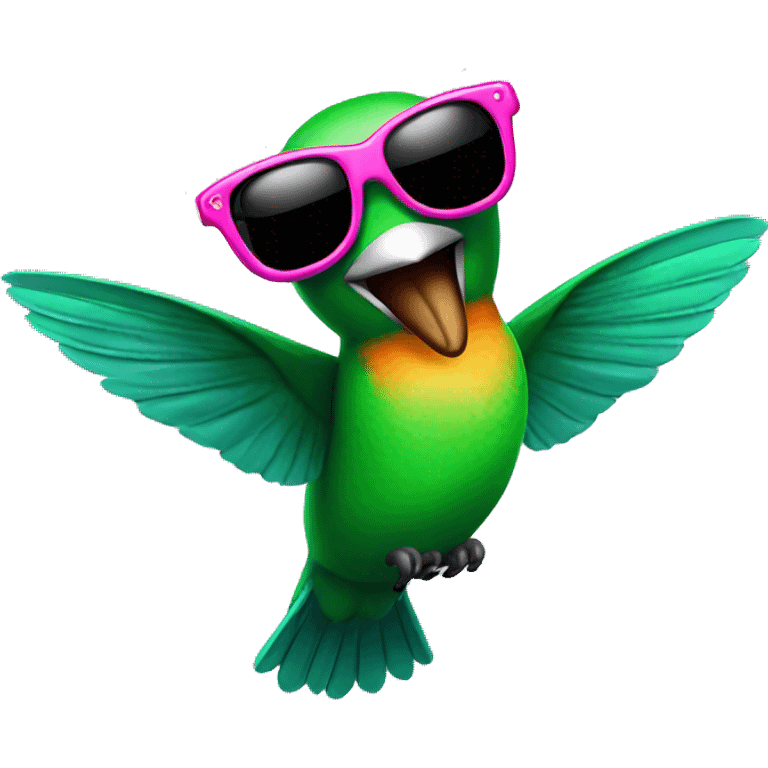 Humming bird with sunglasses and finger guns  emoji