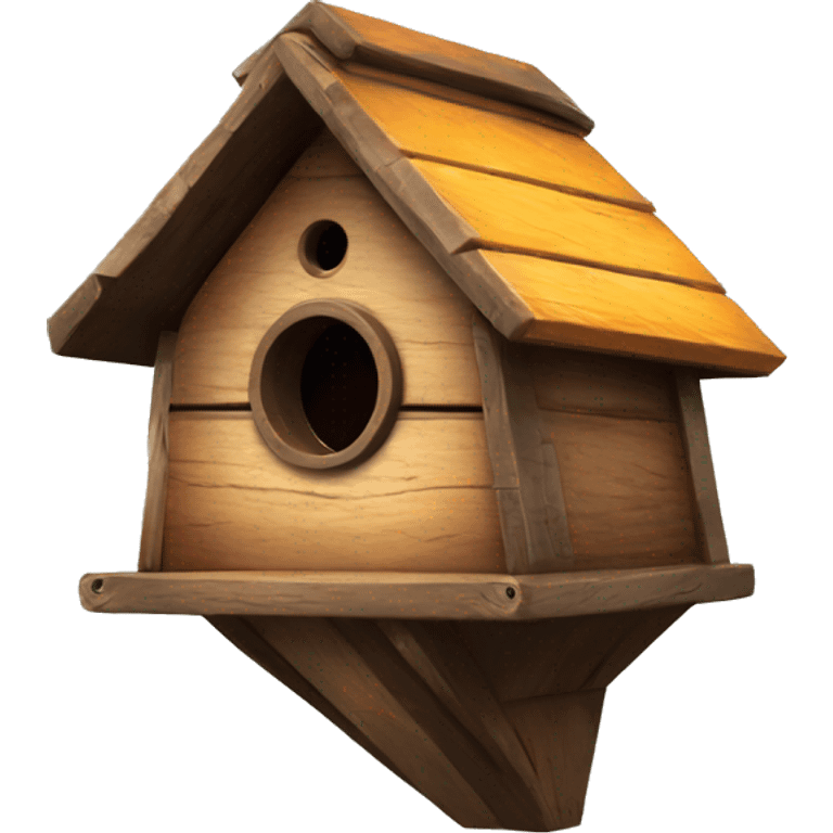 Rustic Wooden spaceship birdhouse emoji