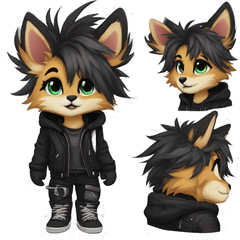 Edgy cute modern punk techwear anthro furry sona by Falvie, LiLaiRa, AngieWolf emoji