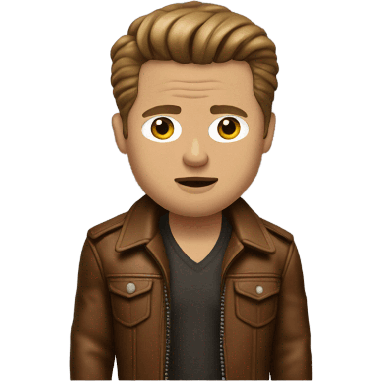 realistic Brad Pitt in a brown leather jacket from fight club emoji