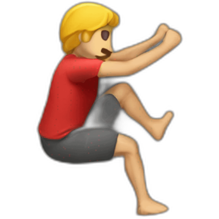 Guy with red shirt doing bouldering emoji