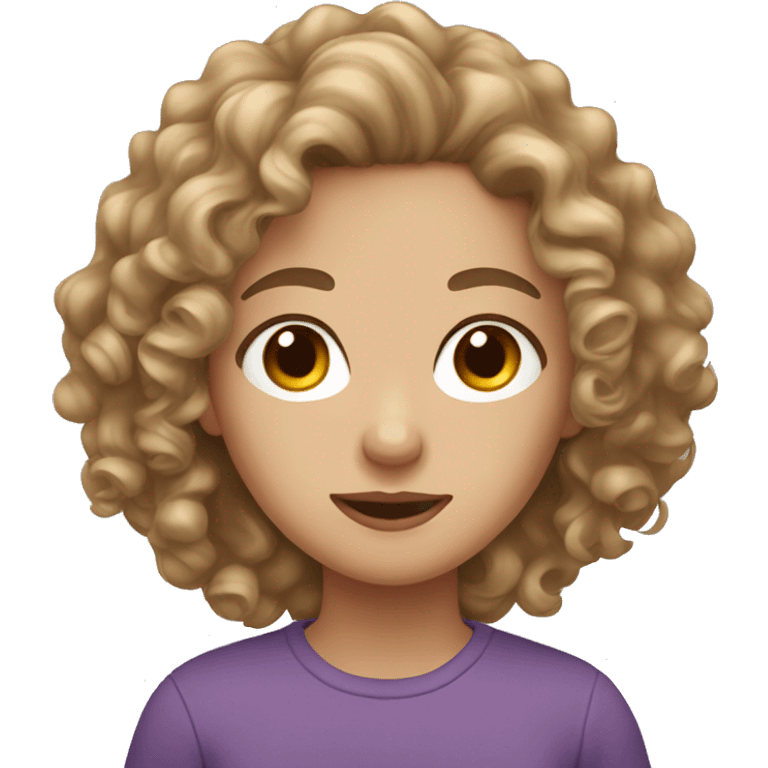 White brown curly hair teenage girl  emoji