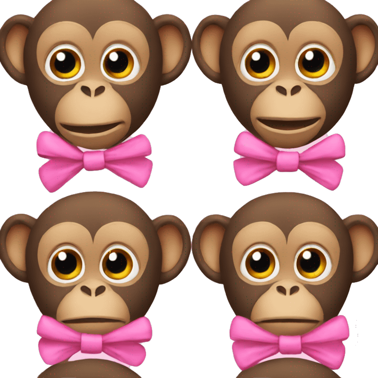 2 monkeys with pink bows  emoji