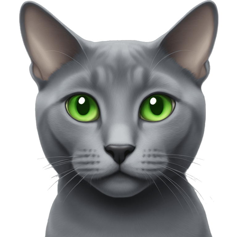 Russian blue cat with green eyes emoji