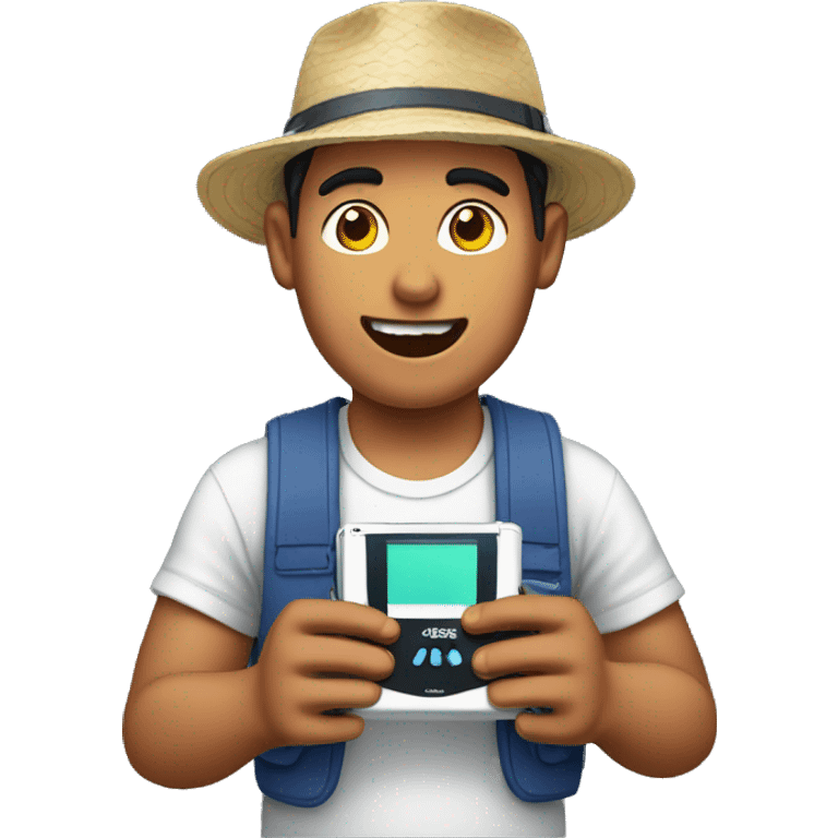 A guy from El Salvador using his gameboy  emoji